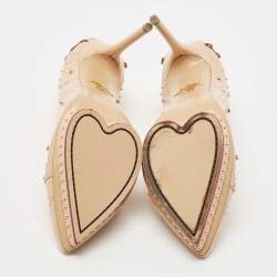 Pre Owned Charlotte Olympia Pink Leather Studded Platform Pumps Size 39