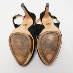 Pre Owned Charlotte Olympia Black Suede Dolly Slingback Pumps Size 40