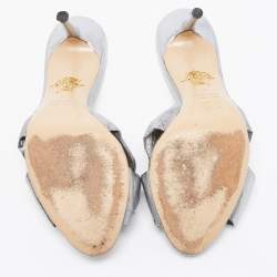 Charlotte Olympia Silver Fabric Knot Sandals Size 40