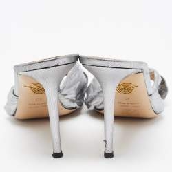 Charlotte Olympia Silver Fabric Knot Sandals Size 40