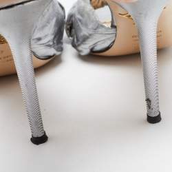 Charlotte Olympia Silver Fabric Knot Sandals Size 40