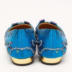Charlotte Olympia Multicolor Satin Crouching Tiger Loafers Size 41
