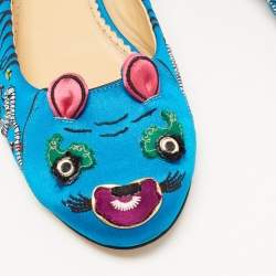 Charlotte Olympia Multicolor Satin Crouching Tiger Loafers Size 41