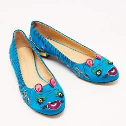 Charlotte Olympia Multicolor Satin Crouching Tiger Loafers Size 41