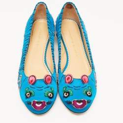 Charlotte Olympia Multicolor Satin Crouching Tiger Loafers Size 41