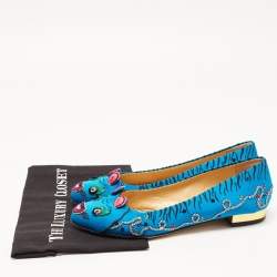 Charlotte Olympia Multicolor Satin Crouching Tiger Loafers Size 41