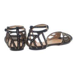 Charlotte Olympia Black Studded Leather Octavia Strappy Sandals Size 35.5