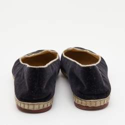 Pre Owned Charlotte Olympia Black Velvet Kitty Espadrille Flats Size 39