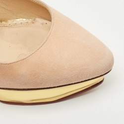 Charlotte Olympia Beige Suede Dolly Platform Pumps Size 37.5