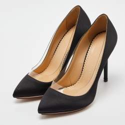 Charlotte Olympia Black Satin Party Monroe Pumps Size 36.5