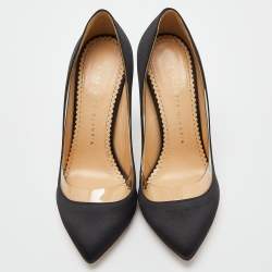 Charlotte Olympia Black Satin Party Monroe Pumps Size 36.5