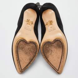 Charlotte Olympia Black Suede Dotty Platform Pumps Size 36