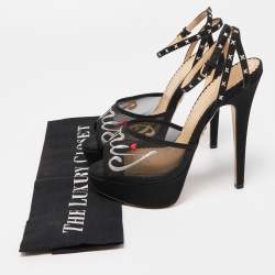 Charlotte Olympia Black Mesh and Canvas Platform Sandals Size 36.5