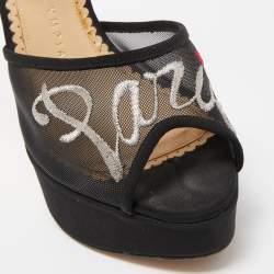 Charlotte Olympia Black Mesh and Canvas Platform Sandals Size 36.5