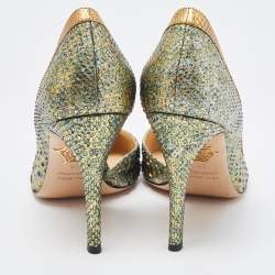 Pre Owned Charlotte Olympia Metallic Snakeskin D'orsay Pump Size 36