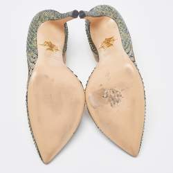 Pre Owned Charlotte Olympia Metallic Snakeskin D'orsay Pump Size 36