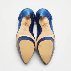مملوكة مسبقًا Charlotte Olympia Blue Satin Paloma Platform Pumps Size 36.5