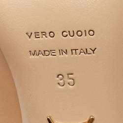 Pre Owned Charlotte Olympia Beige Leather Dolly Pumps Size 35