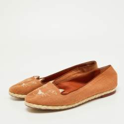 Charlotte Olympia Brown Canvas Espadrilles Flats Size 37