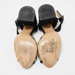 Charlotte Olympia Black Polka Dot Mesh and Suede Ankle Strap Sandals Size 38