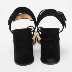 Charlotte Olympia Black Polka Dot Mesh and Suede Ankle Strap Sandals Size 38