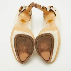Charlotte Olympia Beige Fabric and Calfhair Dolly Platform Pumps Size 37.5