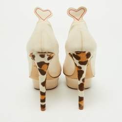 Charlotte Olympia Beige Fabric and Calfhair Dolly Platform Pumps Size 37.5