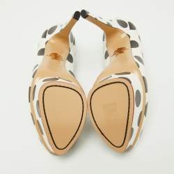 Charlotte Olympia White/Black Polka Dot Print Leather Dolly Platform Pumps Size 40