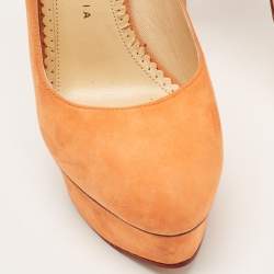 Charlotte Olympia Orange Suede Dolly Pumps Size 37