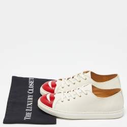 Pre Owned Charlotte Olympia White Leather Kiss Me Low Top Sneakers Size 38