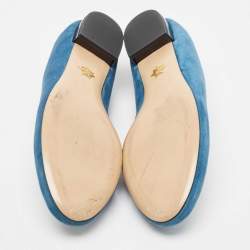 Charlotte Olympia Blue Suede Kitty Ballet Flats Size 42