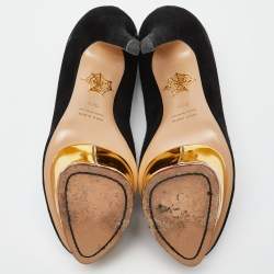 Charlotte Olympia Black Suede Dolly Platform Pumps Size 37.5
