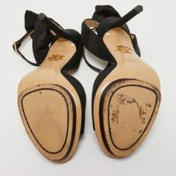 Charlotte Olympia Black Satin Wallace Sandals Size 38