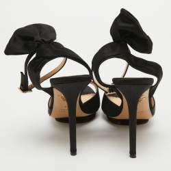Charlotte Olympia Black Satin Wallace Sandals Size 38
