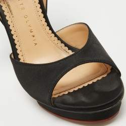Charlotte Olympia Black Satin Wallace Sandals Size 38