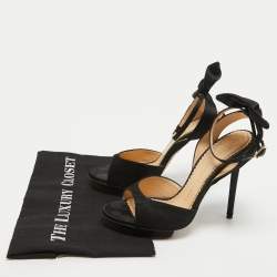 Charlotte Olympia Black Satin Wallace Sandals Size 38