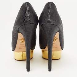 Pre Owned Charlotte Olympia Black Raffia Dolly Pumps Size 39.5