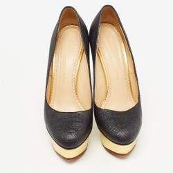 Pre Owned Charlotte Olympia Black Raffia Dolly Pumps Size 39.5