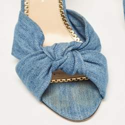 Charlotte Olympia Blue Demin Knotted Slides Size 41 
