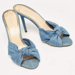 Charlotte Olympia Blue Demin Knotted Slides Size 41 