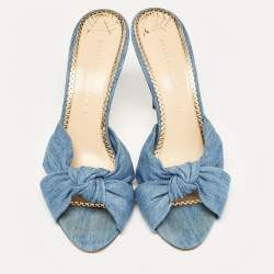 Charlotte Olympia Blue Demin Knotted Slides Size 41 
