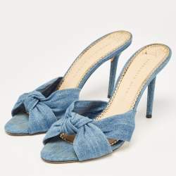 Charlotte Olympia Blue Demin Knotted Slides Size 41 
