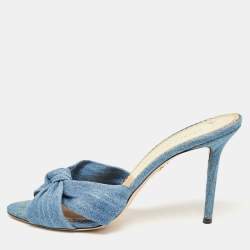 Charlotte Olympia Blue Demin Knotted Slides Size 41 