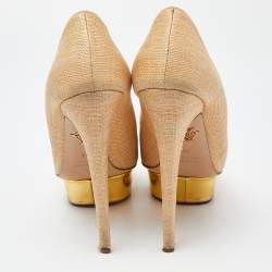 Charlotte Olympia Light Brown Raffia Dolly Pumps Size 42