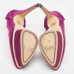 Pre Owned Charlotte Olympia Purple Satin Platform Pumps Size 37.5