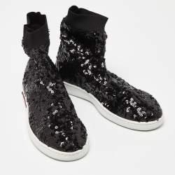 Charlotte Olympia Black Sequin Sock Sneakers Size 39