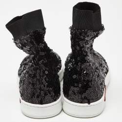 Charlotte Olympia Black Sequin Sock Sneakers Size 39