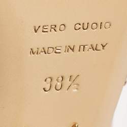 Pre Owned Charlotte Olympia Rose Gold Leather Studded Platform Pumps Size 38.5