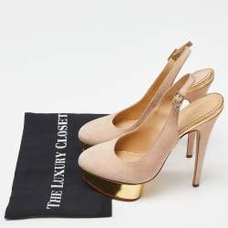 Charlotte Olympia Beige Suede Dolly Slingback Pumps Size 39