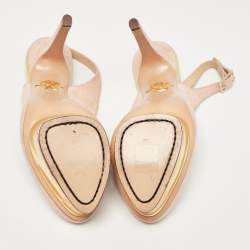 Charlotte Olympia Beige Suede Platform Slingback Pumps Size 37.5   